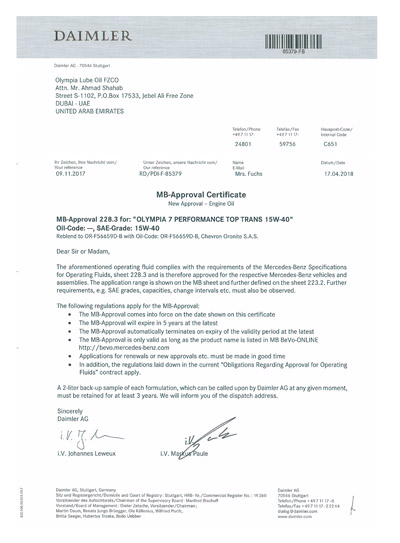 Daimler MB Approval 1